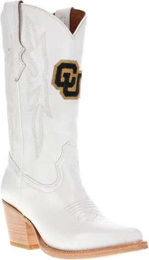 Vaccari Women's Leighton Genuine Leather Collegiate Embroidery Pointed Toe Cowgirl Boots