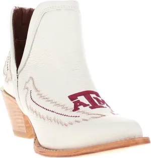 Vaccari Women's Natalie Genuine Leather NCAA League Embroidery Pointed Toe Western V Cutout Ankle Boots