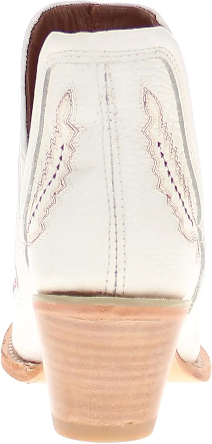Vaccari Women's Natalie Genuine Leather NCAA League Embroidery Pointed Toe Western V Cutout Ankle Boots
