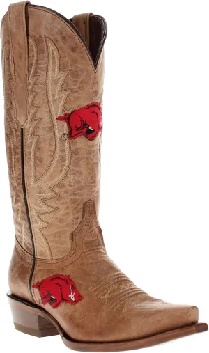 Vaccari Women's Paige Genuine Leather & Collegiate Embroidery Snip Toe Cowgirl Boots