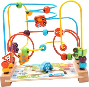 VANZACK 1Pc Ocean Beaded Maze for Multifunctional Wooden Plaything to Enhance Cognitive Skills Finger Flexibility and Imagination Educational for Ages