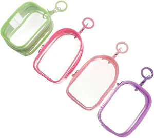 VANZACK 4-Piece Display Bag for Mini Figures Portable Toy Storage Bag with Keychain Round Doll Display Case Dust-Free Travel Makeup Case