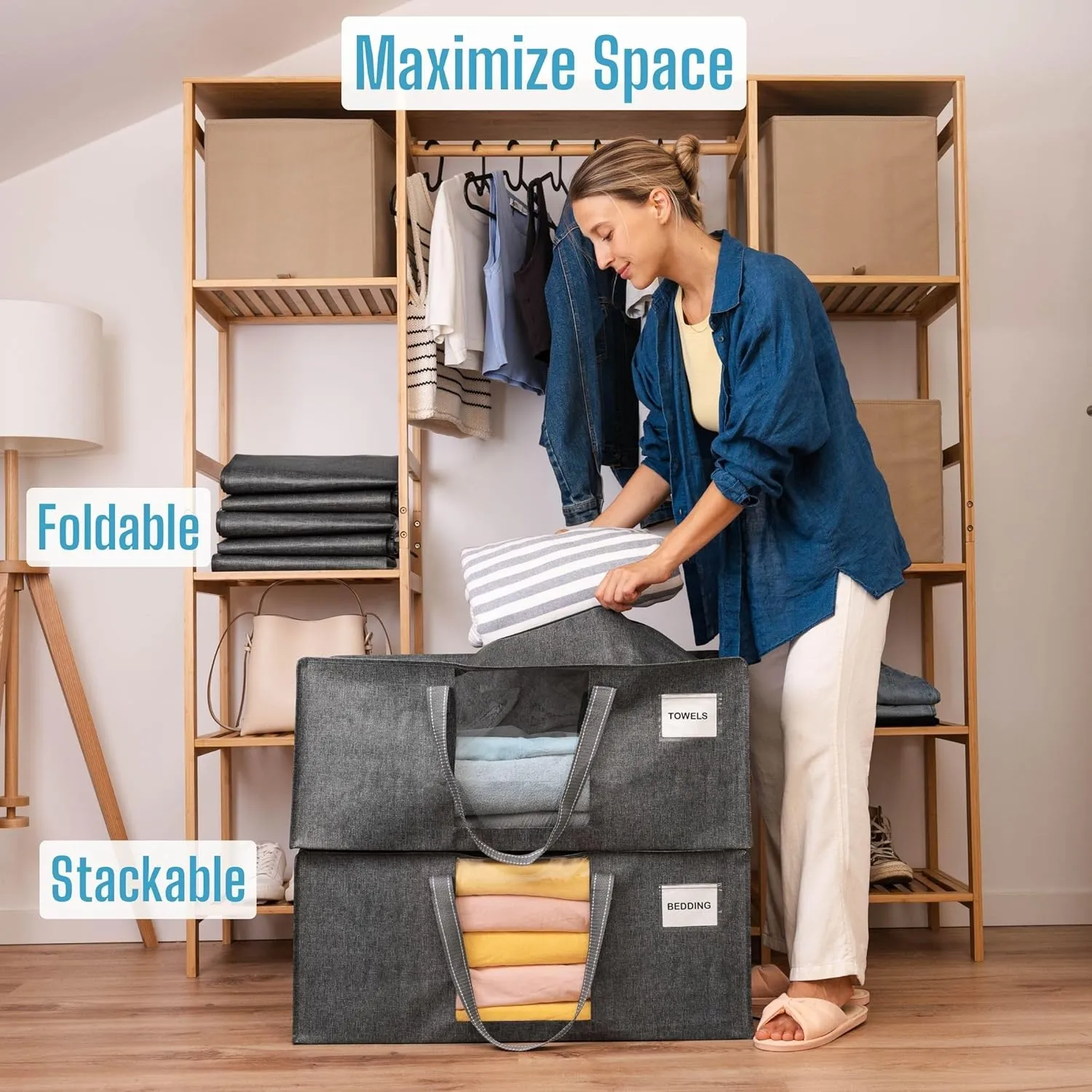 VENO 10 Pack Moving Bags Extra Large Storage Bags for College Move-In, Heavy-Duty Storage Totes, Packing Boxes, and Wardrobe Moving Supplies - Durable Laundry Bags for Clothes (Gray w/Window, 10 Pack)