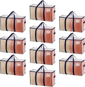 VENO 10 Pack Moving Bags, Heavy Duty, Moving Boxes Alternative, Packing Storage Supplies for Dorm Room Essentials with Zipper for Clothes, Extra Large Totes for Packaging (Clear, 10 Pack)