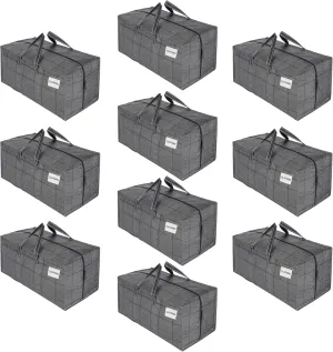 VENO 10 Pack Moving Bags w/Backpack Straps, Heavy Duty, Moving Boxes Alternative, Packing Supplies, Large Storage Totes for Dorm Room Essentials with Zipper for Clothes (Windowpane, 10 Pack)
