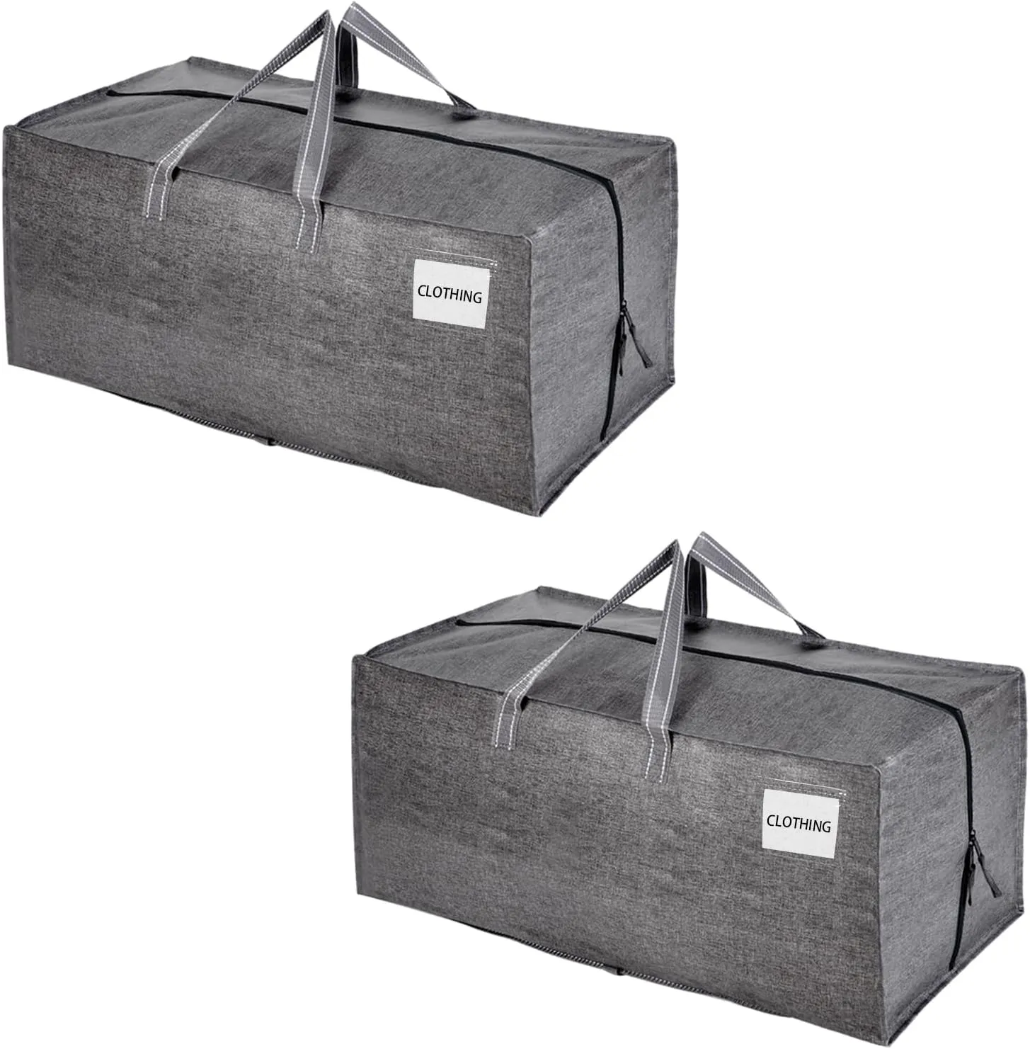 VENO 2 Pack Moving Bags w/Backpack Straps, Heavy Duty, Moving Boxes Alternative, Packing Supplies, Large Storage Totes for Dorm Room Essentials with Zipper for Clothes (Gray, 2 Pack)