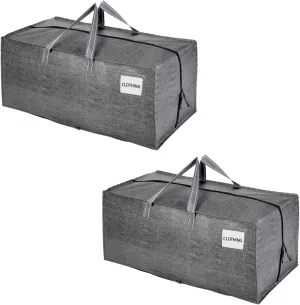 VENO 2 Pack Moving Bags w/Backpack Straps, Heavy Duty, Moving Boxes Alternative, Packing Supplies, Large Storage Totes for Dorm Room Essentials with Zipper for Clothes (Gray, 2 Pack)