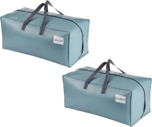 VENO 2 Pack Moving Bags w/Backpack Straps, Heavy Duty, Moving Boxes Alternative, Packing Supplies, Large Storage Totes for Dorm Room Essentials with Zipper for Clothes (Shiny Light Blue, 2 Pack)