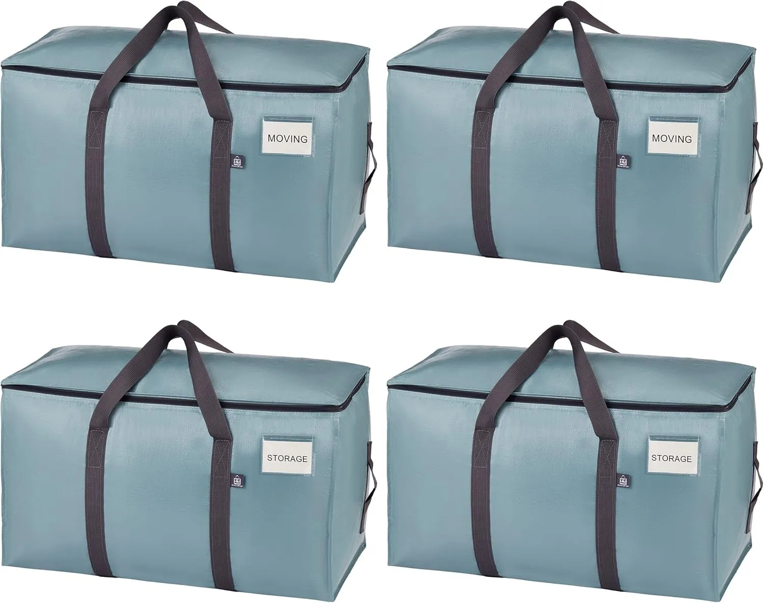 VENO 4 Pack Moving Bags, Upgraded Heavy Duty, Moving Boxes Alternative, Packing Storage Supplies for Dorm Room Essentials with Zipper for Clothes, Large Totes for Packaging (Light Blue, 4 Pack)