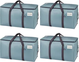 VENO 4 Pack Moving Bags, Upgraded Heavy Duty, Moving Boxes Alternative, Packing Storage Supplies for Dorm Room Essentials with Zipper for Clothes, Large Totes for Packaging (Light Blue, 4 Pack)