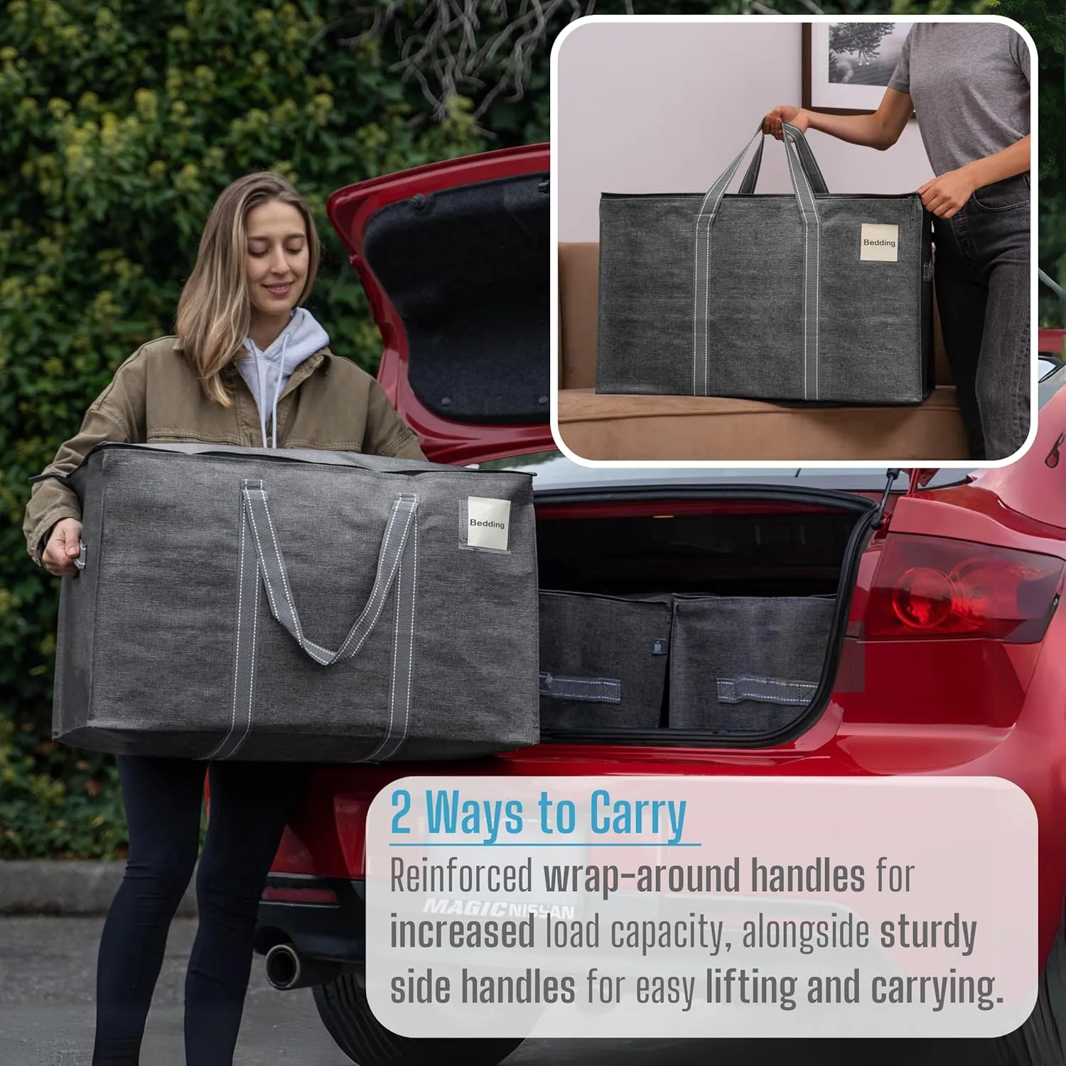 VENO 6 Pack Moving Bags, Heavy Duty, Moving Boxes Alternative, Packing Storage Supplies for Dorm Room Essentials with Zipper for Clothes, Extra Large Totes for Packaging (Dark Gray, 6 Pack)