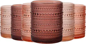 Venus Vintage Hobnail Drinking Glasses Set of 6, Embossed Water Tumbler 12oz, Kitchen & Bar Beaded Glass Cups, Beverage Glass Cups for Water, Beer, Juice, Cocktail Glassware, Venus