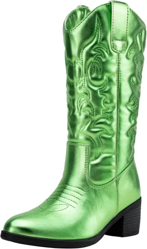 Vepose Women's Cowboy Boots Western Cowgirl Round Toe Mid Calf Boots for Women