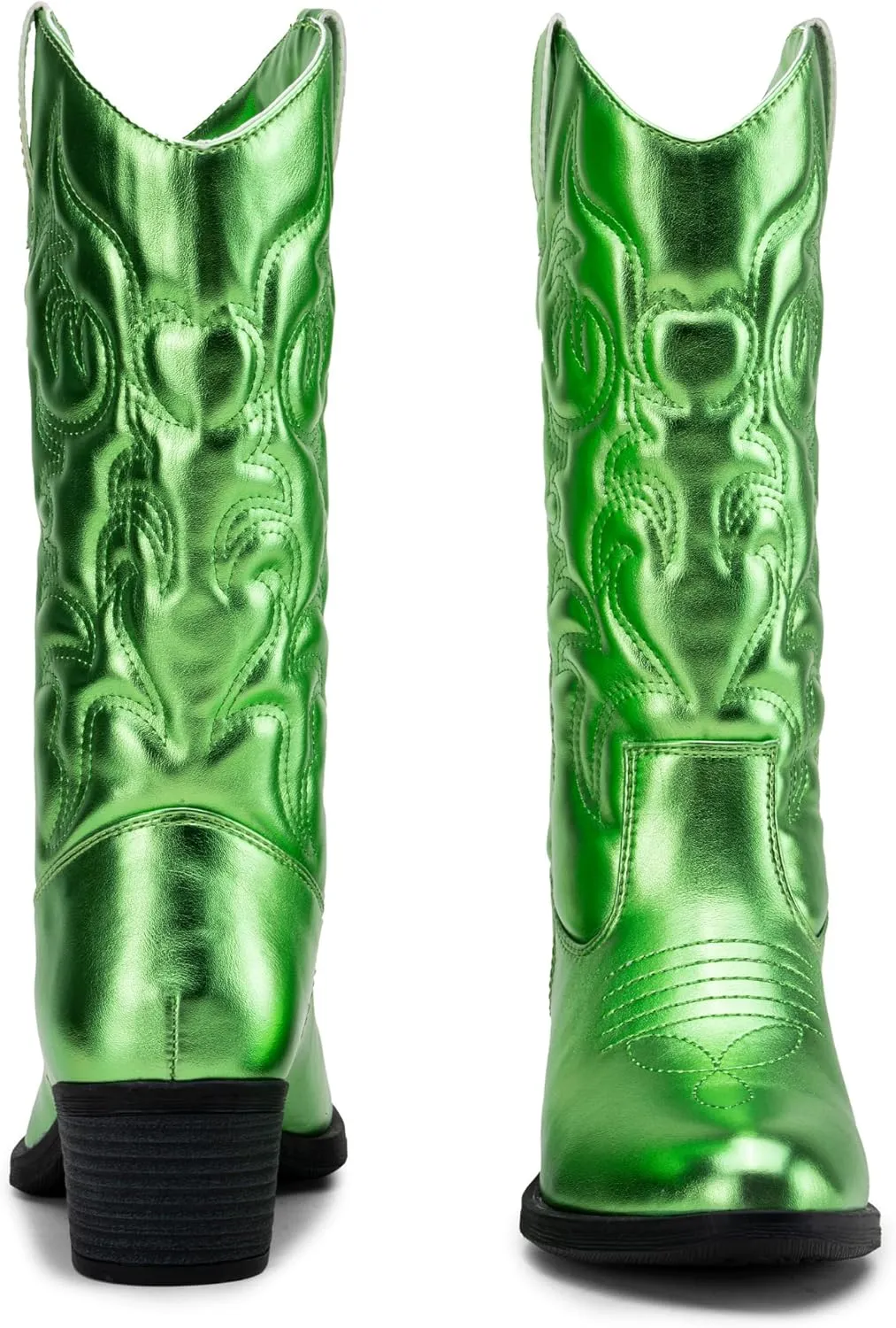 Vepose Women's Cowboy Boots Western Cowgirl Round Toe Mid Calf Boots for Women