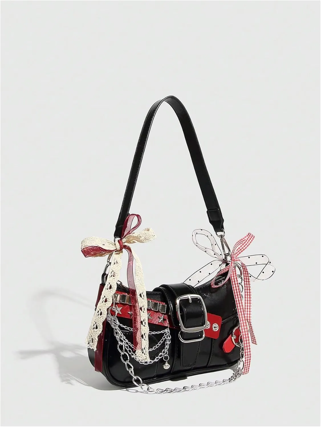 Verdusa Women's Y2k Star Embroidery Shoulder Bag Mini Chain Hobo Handbag Purses
