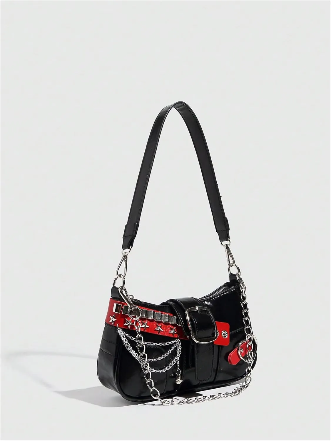 Verdusa Women's Y2k Star Embroidery Shoulder Bag Mini Chain Hobo Handbag Purses