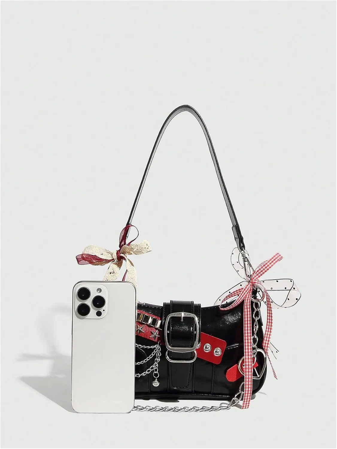 Verdusa Women's Y2k Star Embroidery Shoulder Bag Mini Chain Hobo Handbag Purses