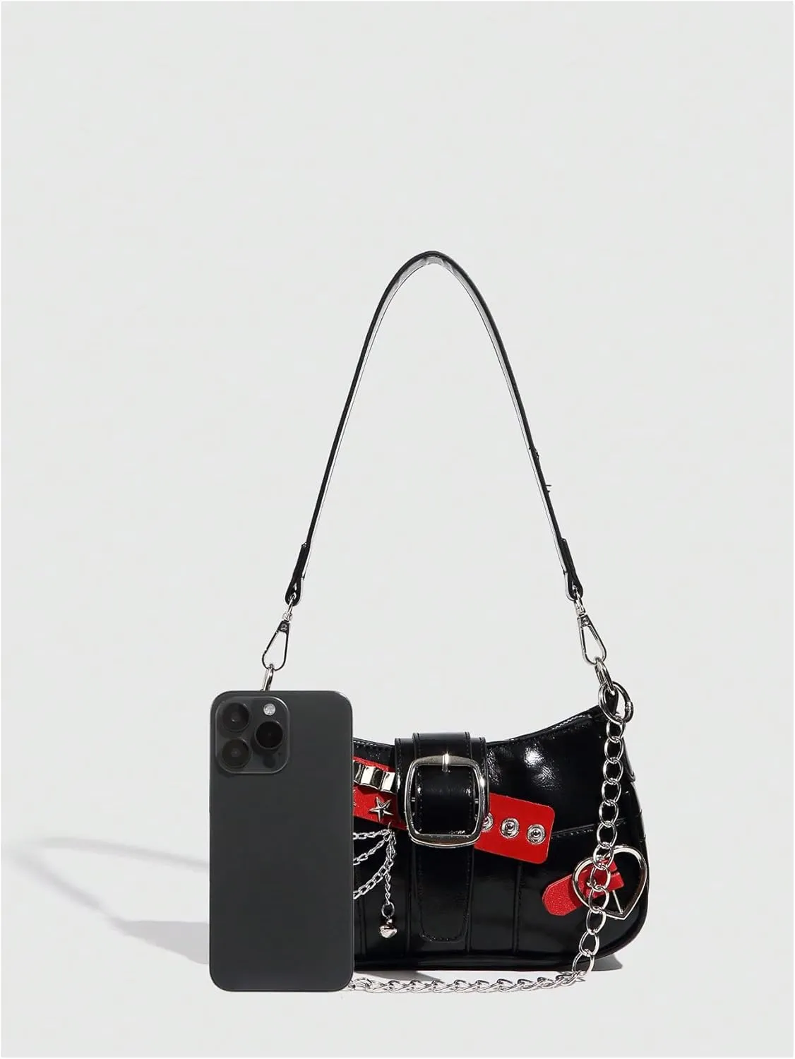 Verdusa Women's Y2k Star Embroidery Shoulder Bag Mini Chain Hobo Handbag Purses