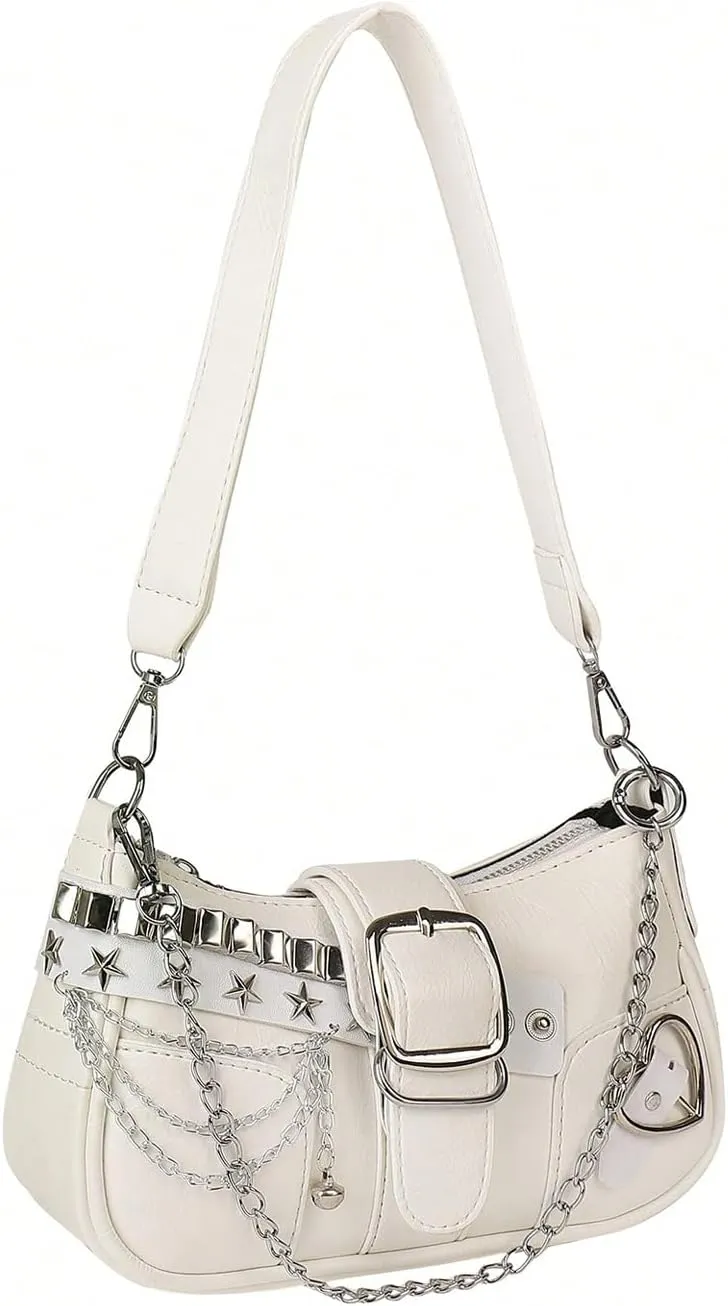 Verdusa Women's Y2k Star Embroidery Shoulder Bag Mini Chain Hobo Handbag Purses