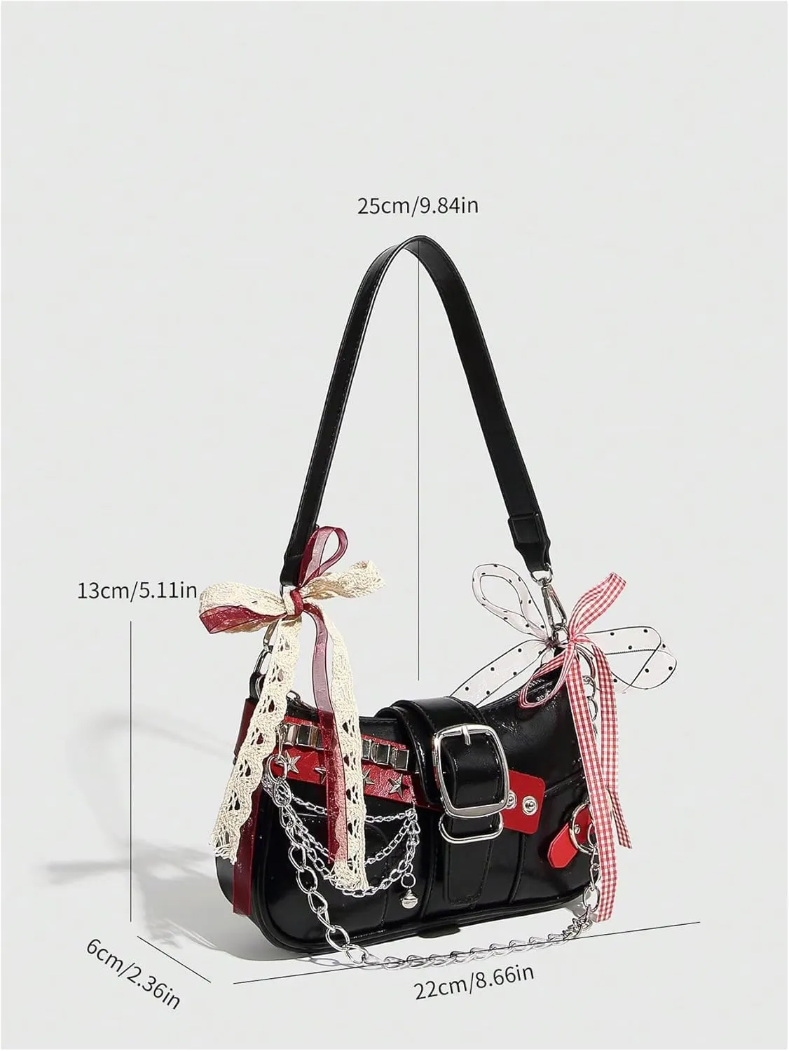Verdusa Women's Y2k Star Embroidery Shoulder Bag Mini Chain Hobo Handbag Purses