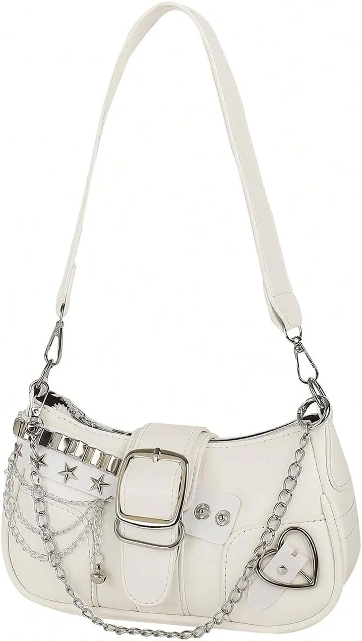 Verdusa Women's Y2k Star Embroidery Shoulder Bag Mini Chain Hobo Handbag Purses