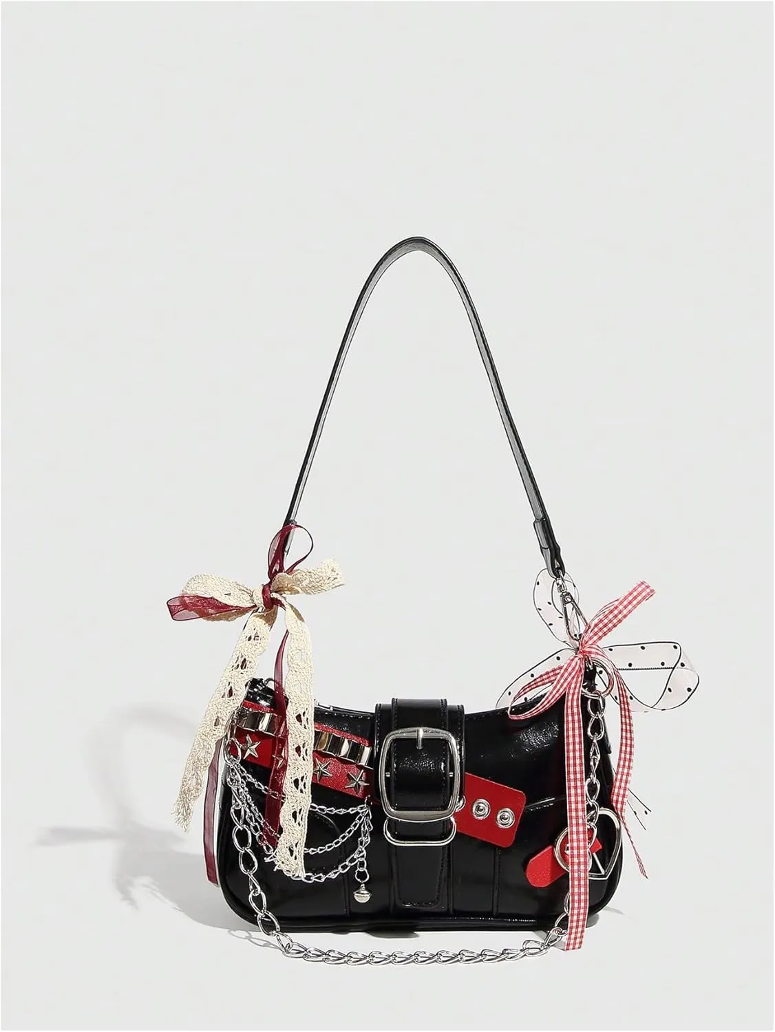 Verdusa Women's Y2k Star Embroidery Shoulder Bag Mini Chain Hobo Handbag Purses