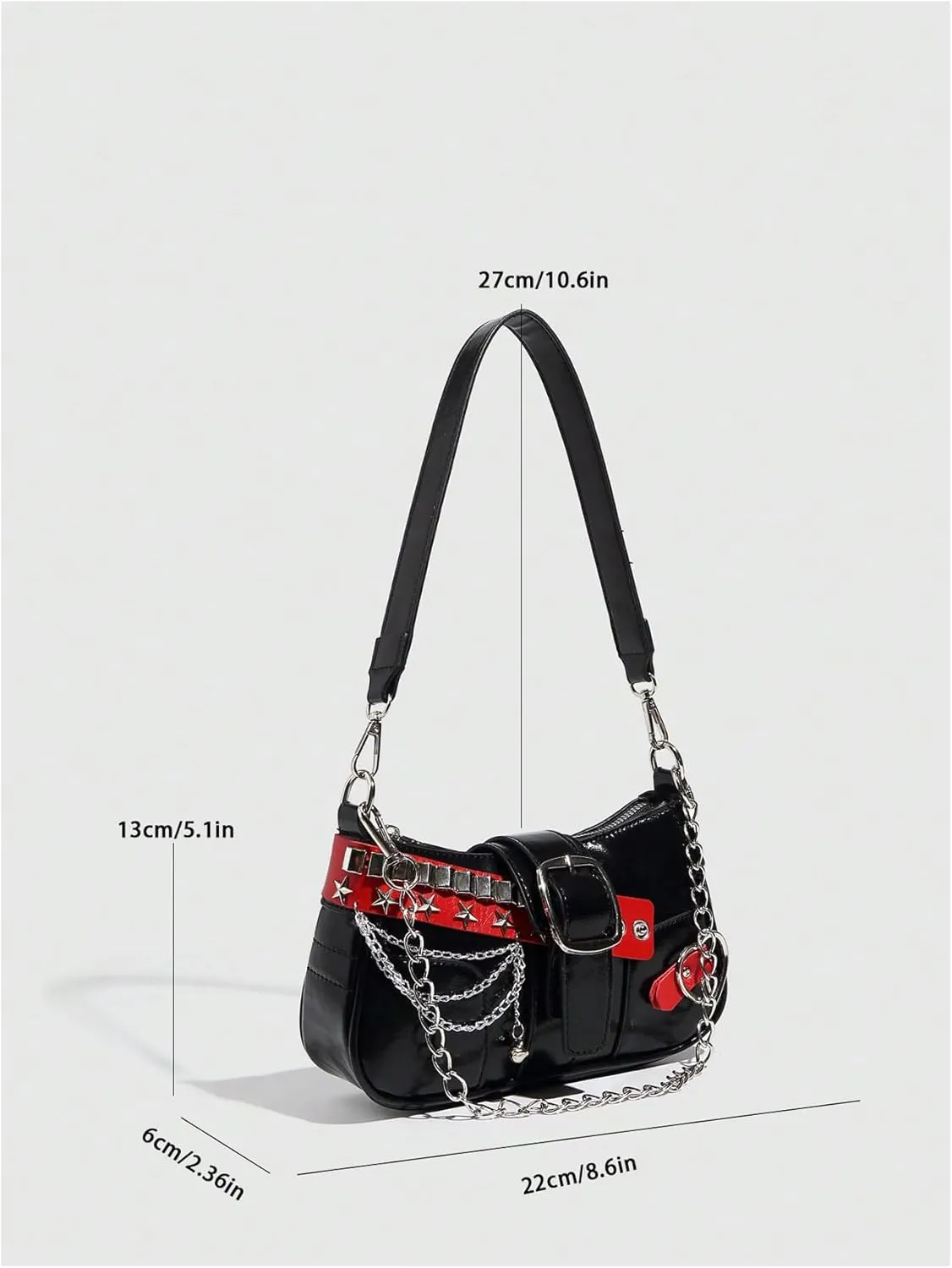 Verdusa Women's Y2k Star Embroidery Shoulder Bag Mini Chain Hobo Handbag Purses