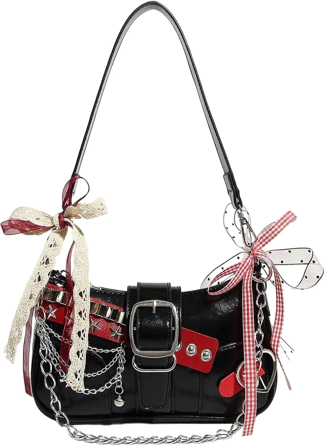 Verdusa Women's Y2k Star Embroidery Shoulder Bag Mini Chain Hobo Handbag Purses