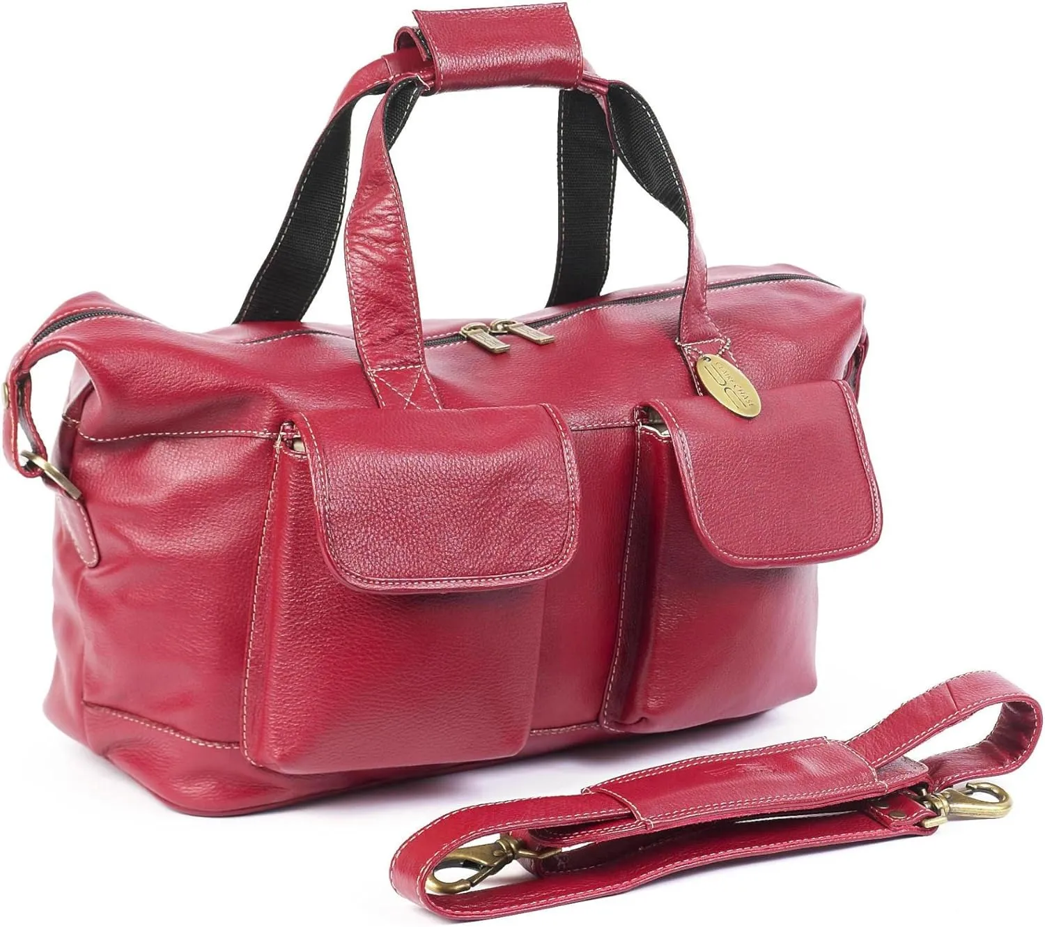 Versailles 18" Leather Carry-On Duffel Color: Red