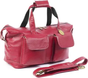 Versailles 18" Leather Carry-On Duffel Color: Red