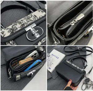 Vintage cute pony accessory with printed embroidery pattern, portable one shoulder crossbody bag for women