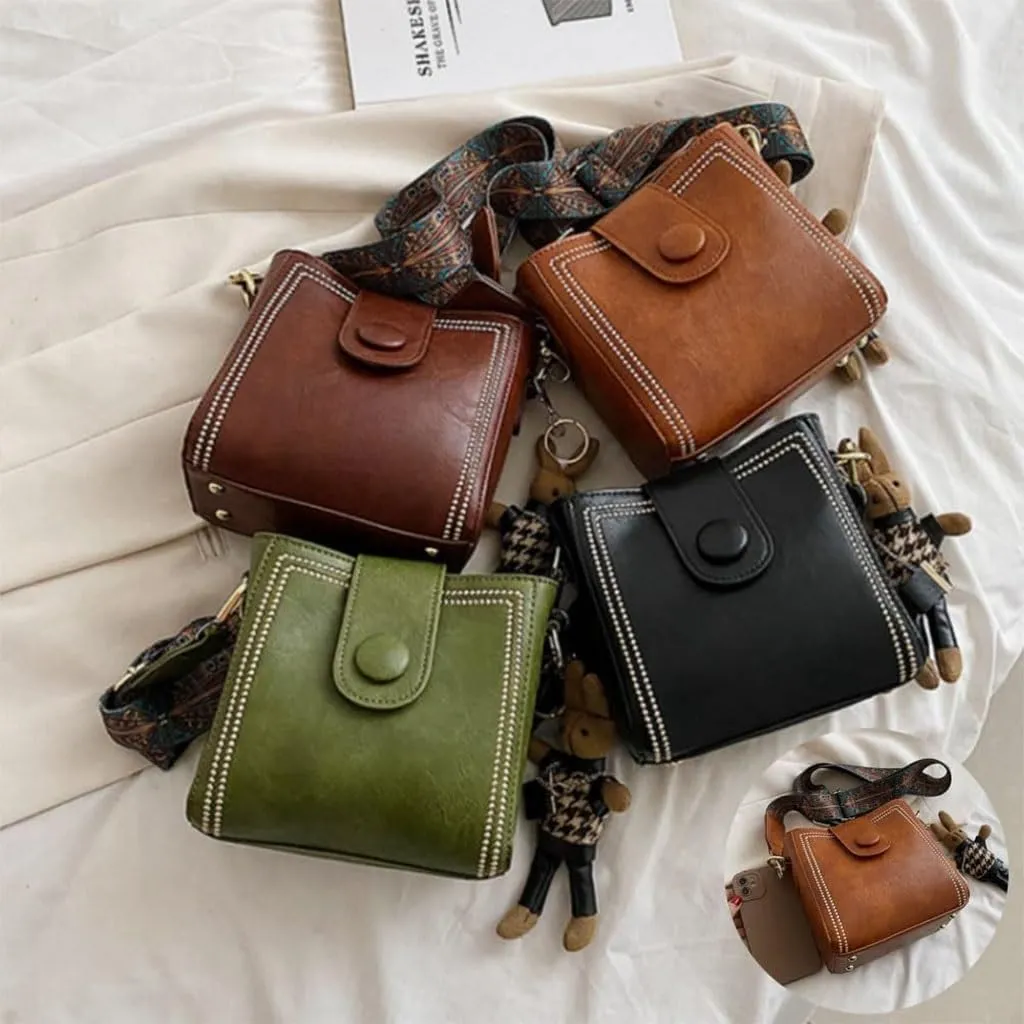 Vintage Fashion Bag with Adjustable Wider Shoulder Strap, Vintage Small Water Bucket Bag，Mini Crossbody Bags for Women