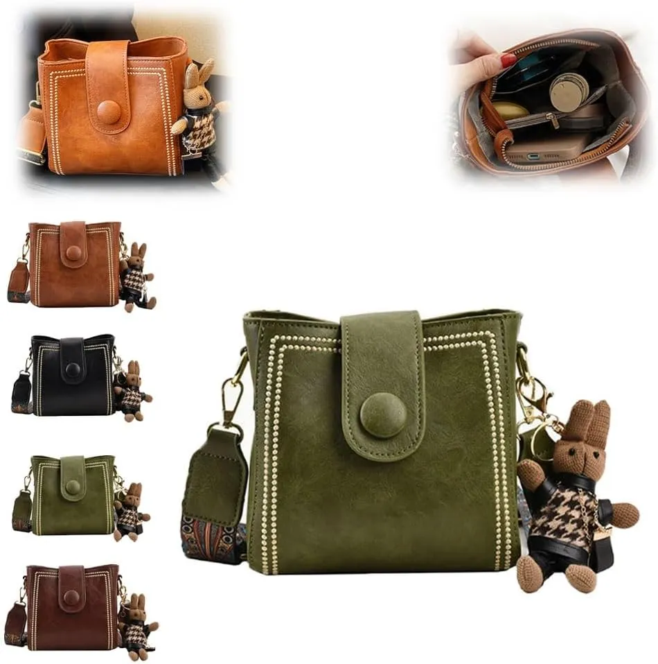Vintage Fashion Bag with Adjustable Wider Shoulder Strap, Vintage Small Water Bucket Bag，Mini Crossbody Bags for Women