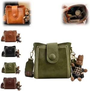 Vintage Fashion Bag with Adjustable Wider Shoulder Strap, Vintage Small Water Bucket Bag，Mini Crossbody Bags for Women