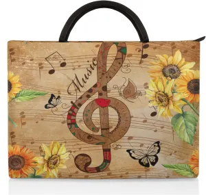 Vintage Patterns Ribbons Sunflowers Laptop Sleeve with Handle Waterproof Computer Carrying Case