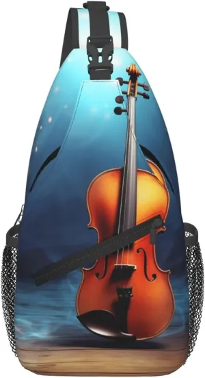 Violin Poster Cross Chest Bag Diagonally Sling Bag for Men Women Crossbody Shoulder Bag Travel Hiking Daypack