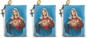Virgin Mary Immaculate Heart & Miraculous Medal Symbol, Bulk Catholic Icon Coin Purses, Fabric Zipper Pouch, Women's Travel Wallet for Phone & Change, Clutch Purse for Rosaries & Religious Trinkets