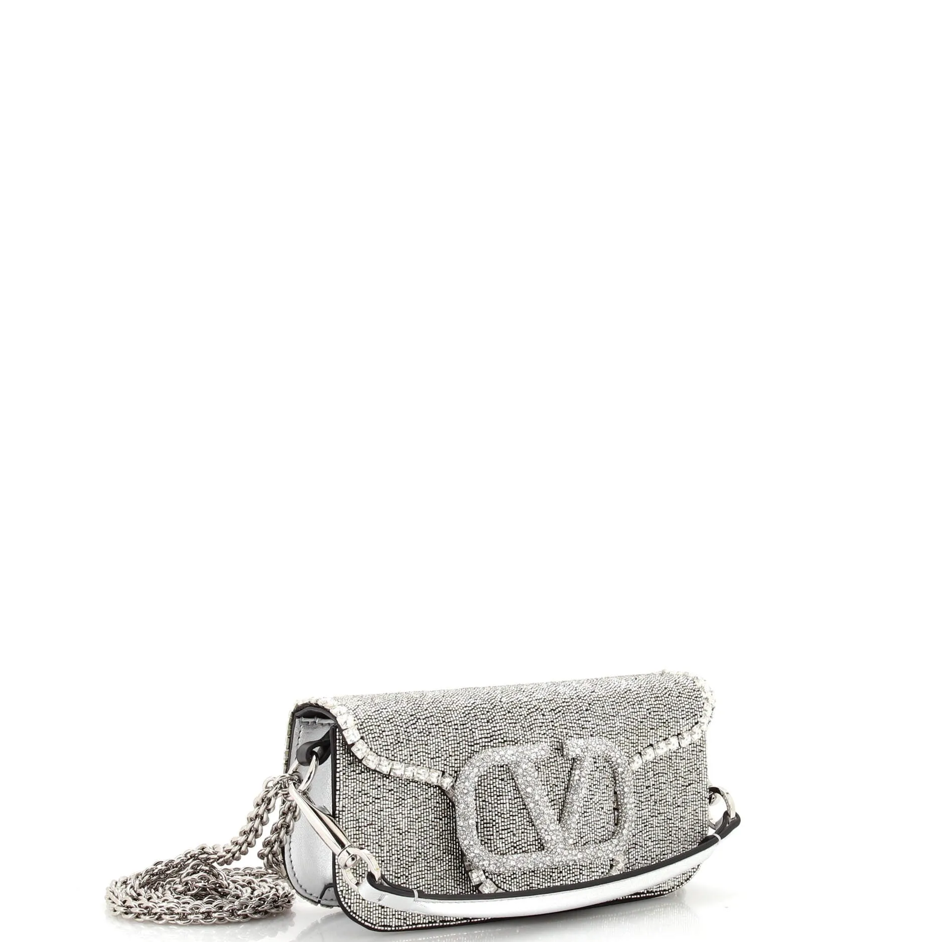 VLogo Loco Flap Shoulder Bag Embellished Leather Small