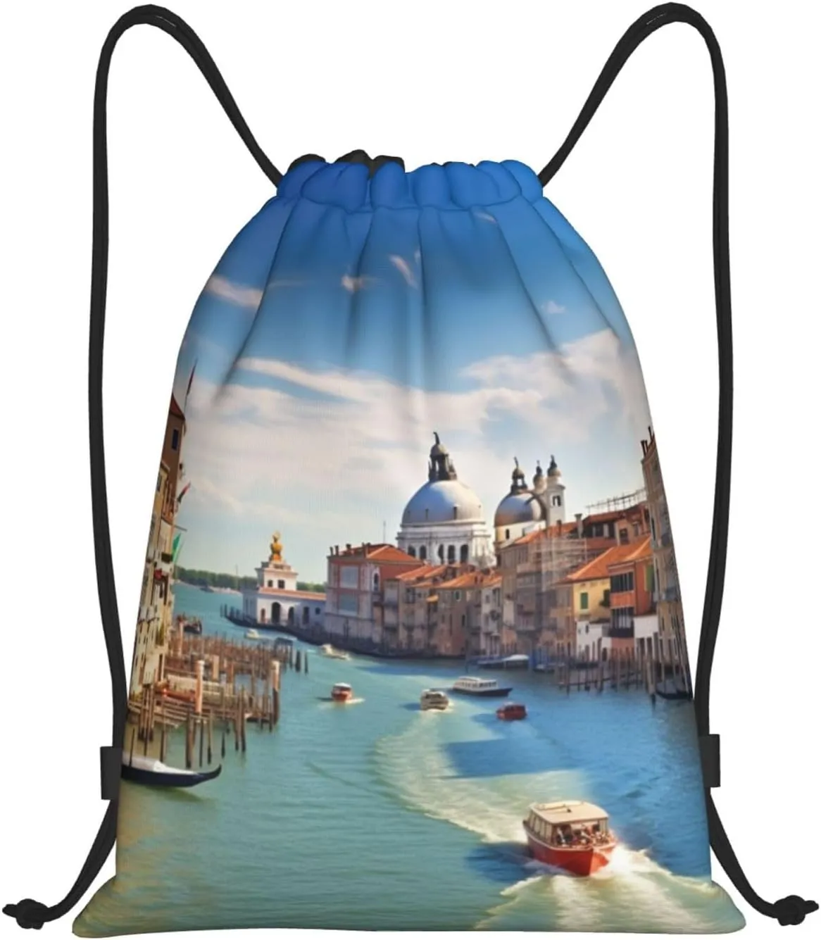 Waterproof Drawstring Gym Bag for Men Grand canal in Italy Drawstring Backpack for Women Cinch Sack Sports Sackpack Small