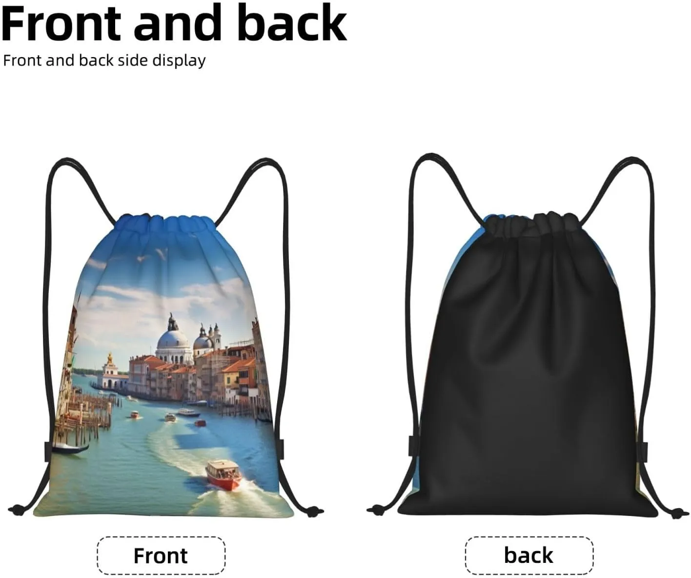 Waterproof Drawstring Gym Bag for Men Grand canal in Italy Drawstring Backpack for Women Cinch Sack Sports Sackpack Small