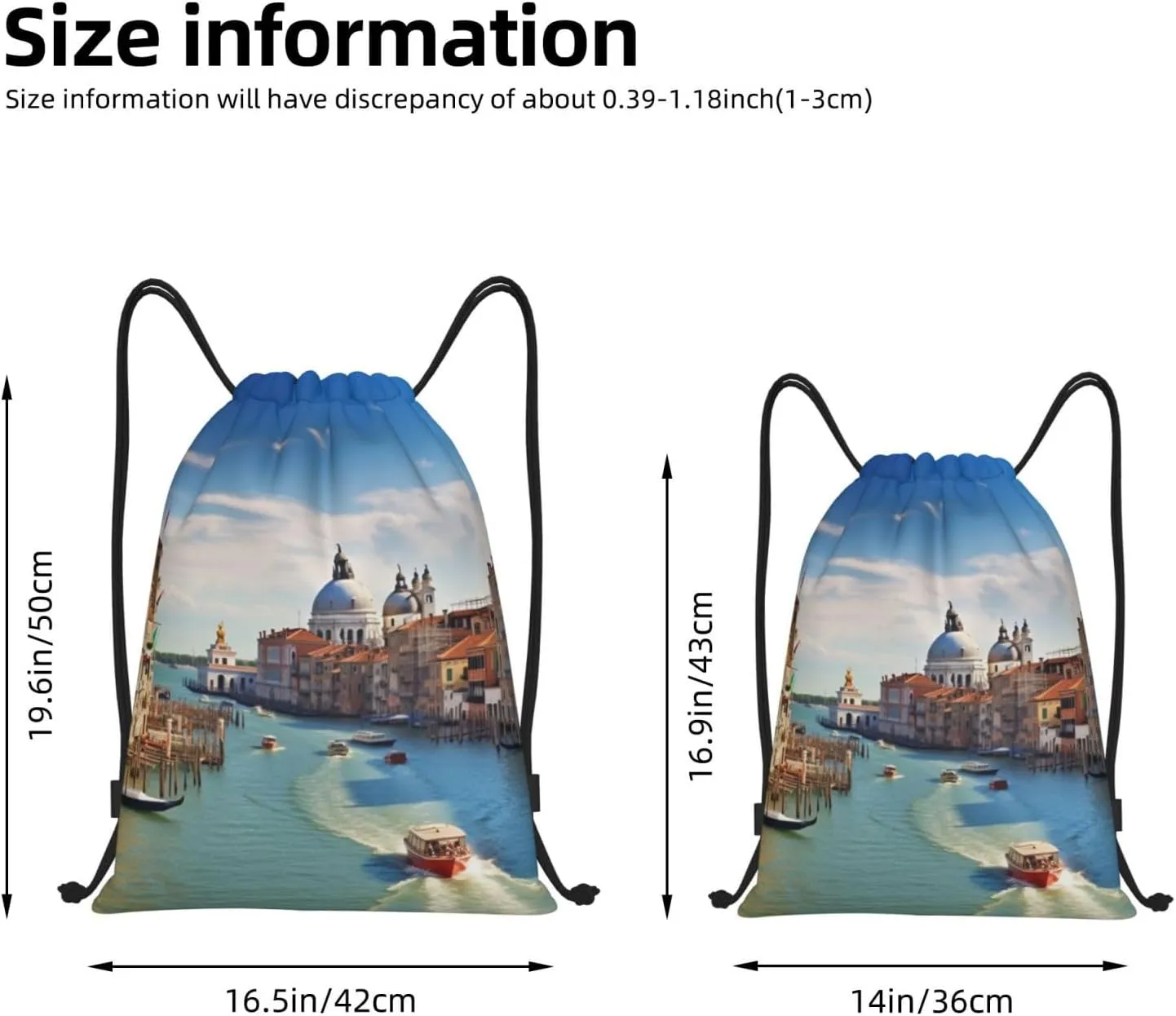 Waterproof Drawstring Gym Bag for Men Grand canal in Italy Drawstring Backpack for Women Cinch Sack Sports Sackpack Small