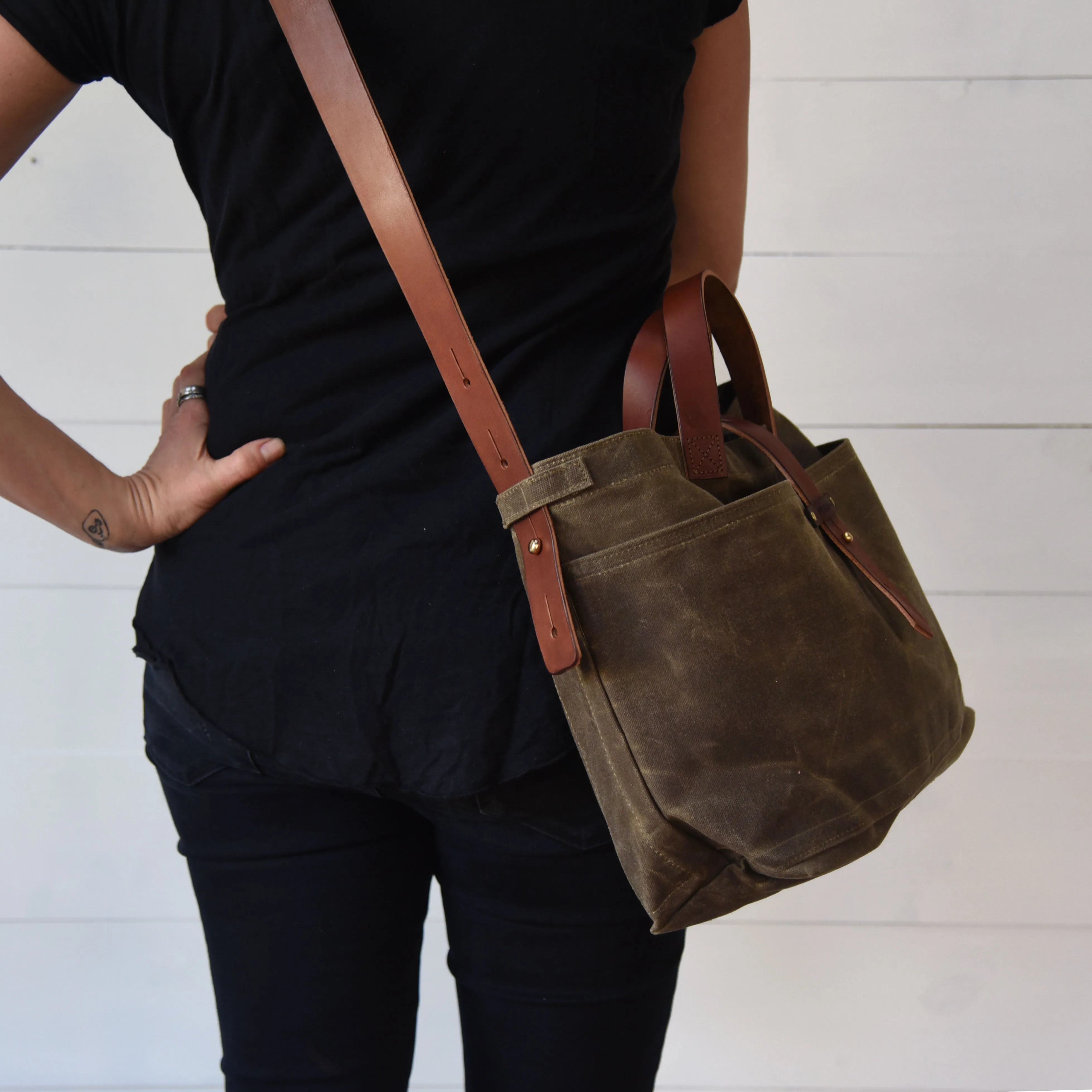 Waxed Canvas Tote without Zipper