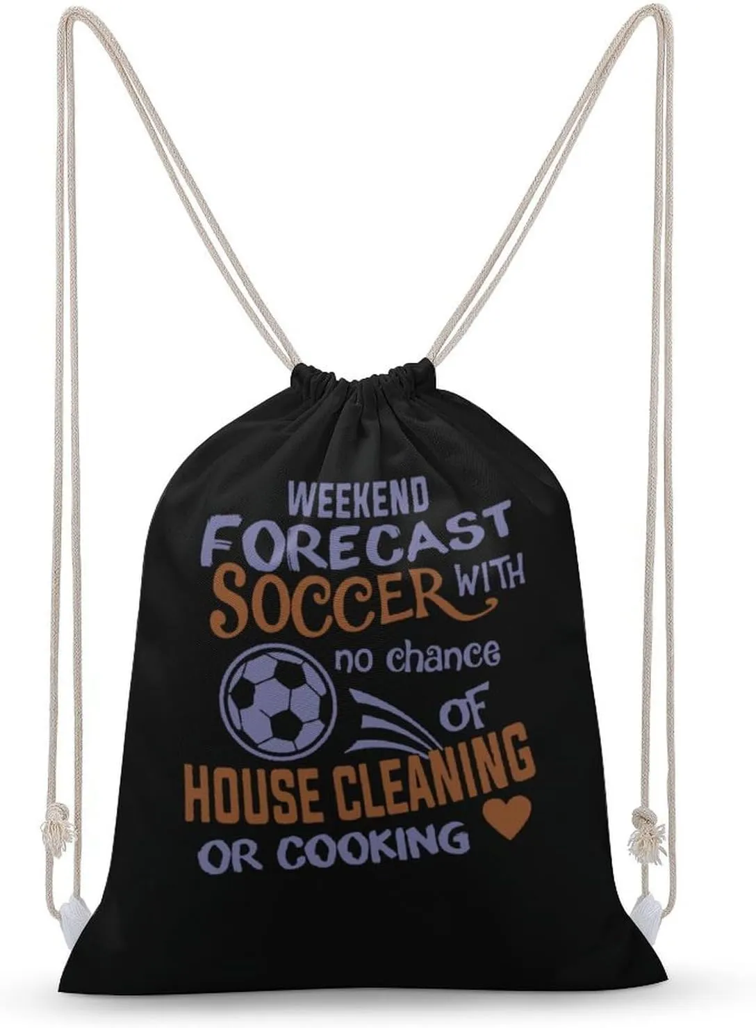 Weekend Forecast Soccer Fashion Drawstring Backpack Waterproof Travel Sports Gym Bag Unisex