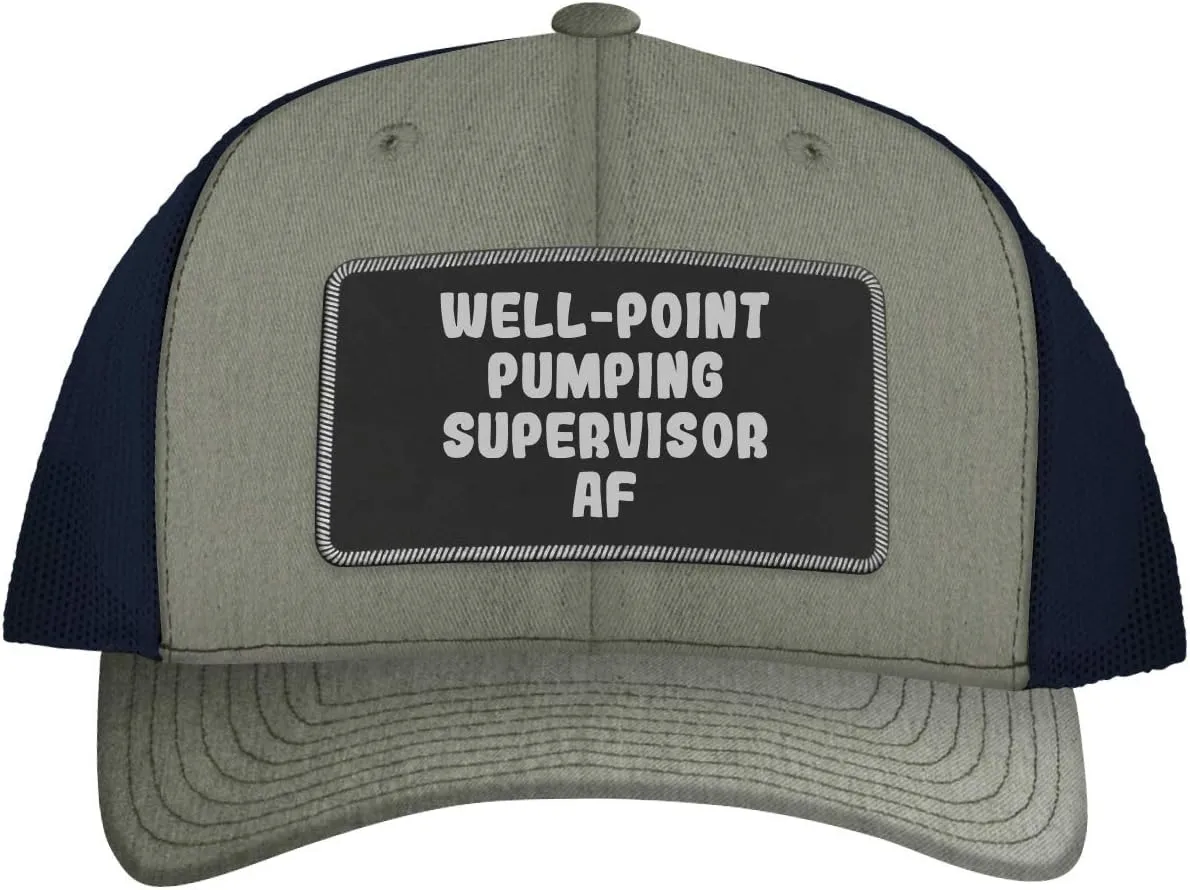 Well-Point Pumping Supervisor AF - Leather Black Patch Engraved Trucker Hat