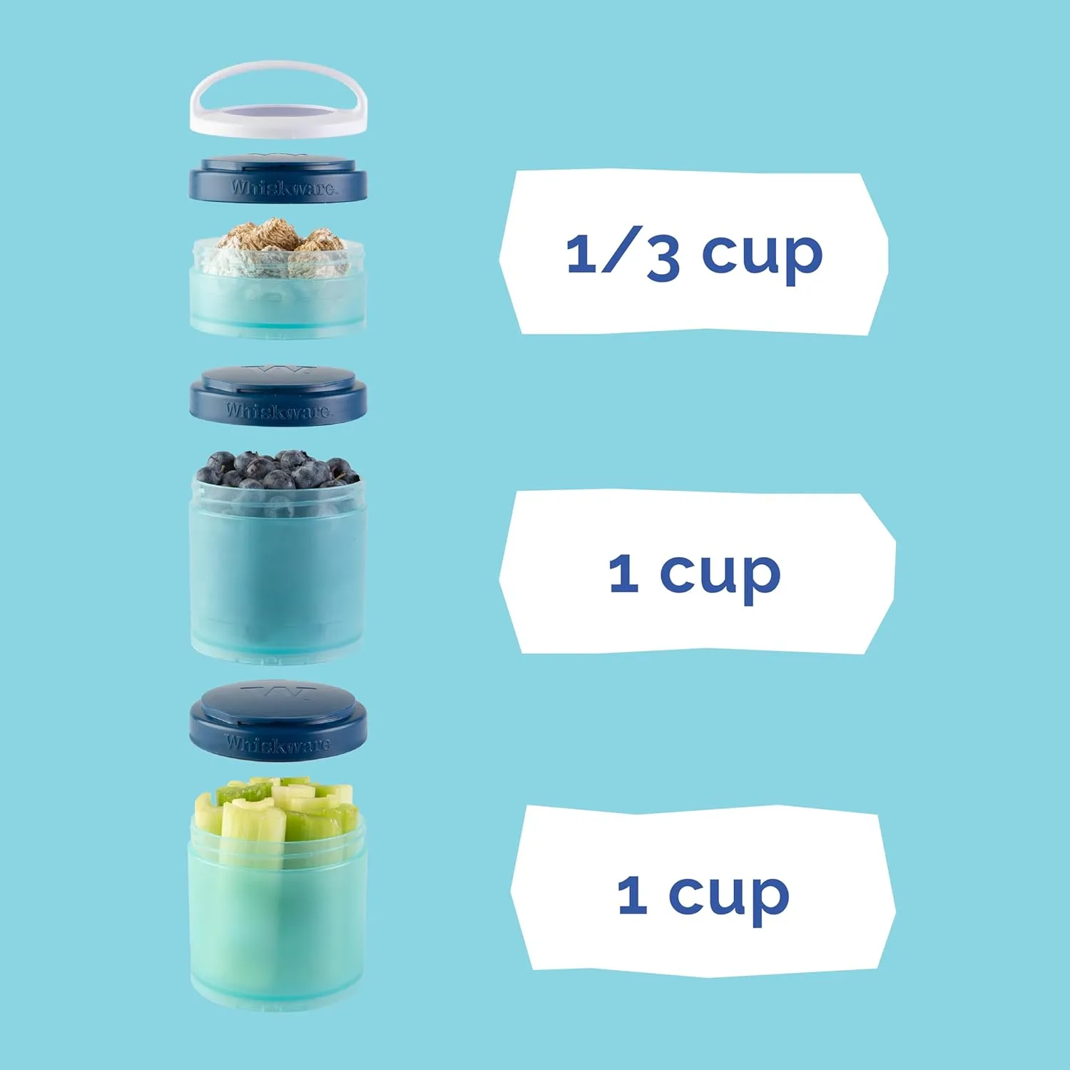 Whiskware Paw Patrol Stackable Snack Containers for Infants, Kids, and Toddlers, Durable Food Storage Containers for Daycare, Car, and Airplane Travel, Dishwasher Safe, Chase