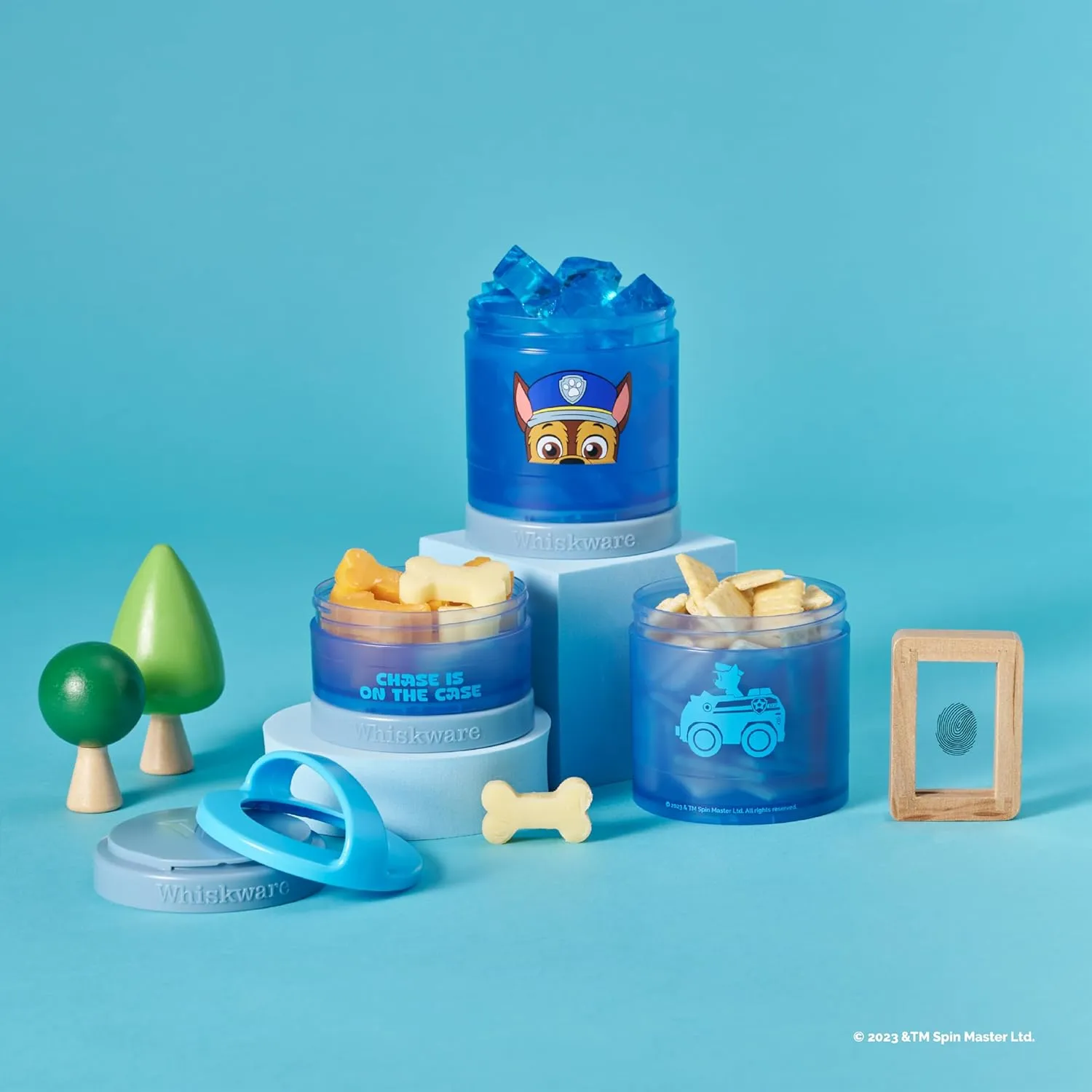 Whiskware Paw Patrol Stackable Snack Containers for Infants, Kids, and Toddlers, Durable Food Storage Containers for Daycare, Car, and Airplane Travel, Dishwasher Safe, Chase