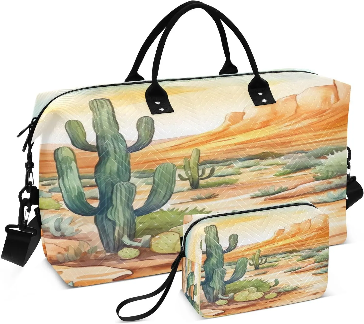 Wilderness Cactus Sports Gym Bag for Women Men Travel Duffel Bag Weekend Overnight Carry on Bag with Toiletry Bag Hospital Bag for Plane Hospital Workout Swimming Yoga