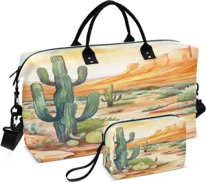 Wilderness Cactus Sports Gym Bag for Women Men Travel Duffel Bag Weekend Overnight Carry on Bag with Toiletry Bag Hospital Bag for Plane Hospital Workout Swimming Yoga