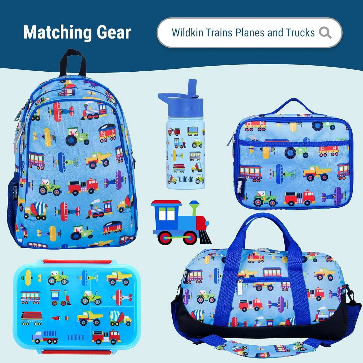 Wildkin Kids Original Nap Mat – Cozy Kids Sleep Mat with Pillow, Ideal for School & Travel - Trains, Planes, and Trucks