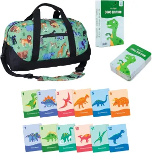 Wildkin Overnighter Duffel Bag and Go Fish! Card Game Bundle: Dive into Fun - Playful Adventures Packed and Ready to Go (Wild Animals)